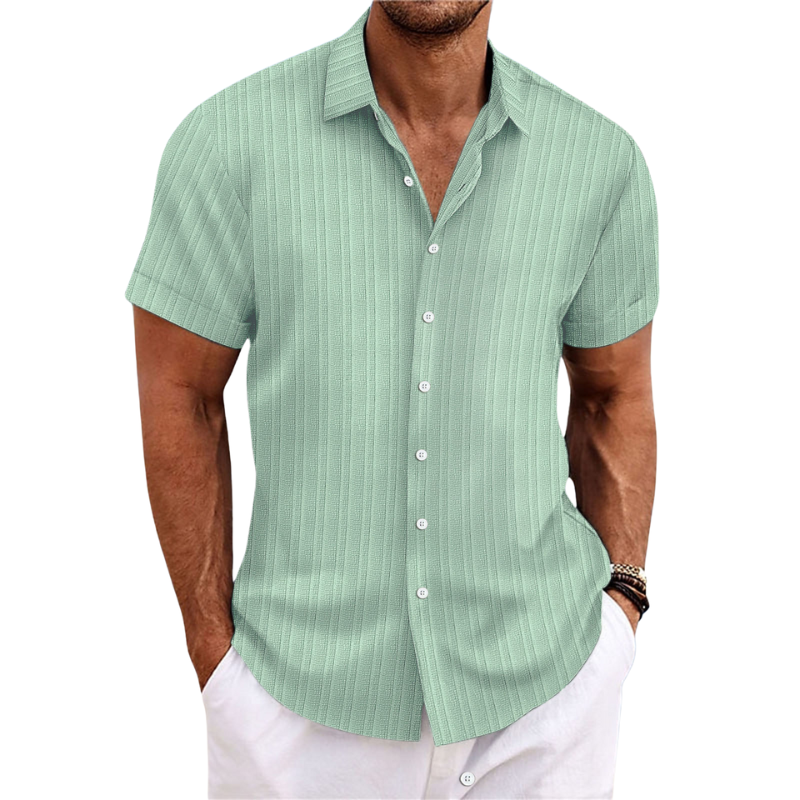 Chemise Homme Manches Courtes Lin Col Classique Été Casual | Julien