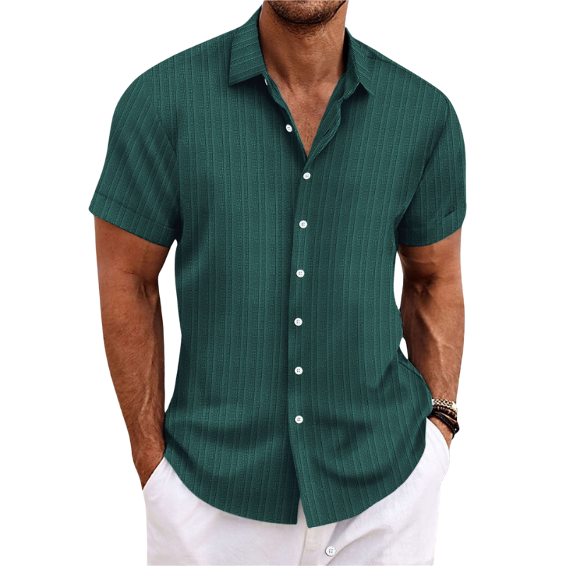 Chemise Homme Manches Courtes Lin Col Classique Été Casual | Julien