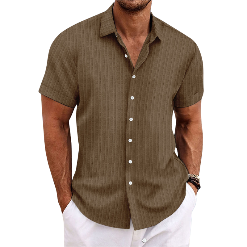 Chemise Homme Manches Courtes Lin Col Classique Été Casual | Julien