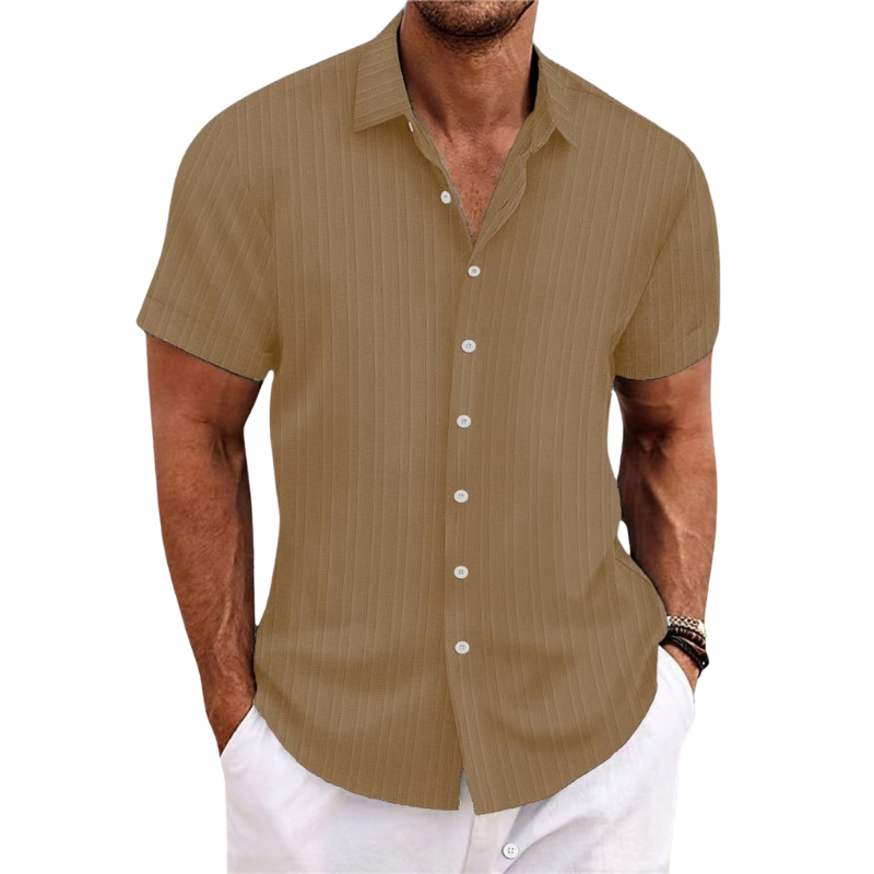 Chemise Homme Manches Courtes Lin Col Classique Été Casual | Julien
