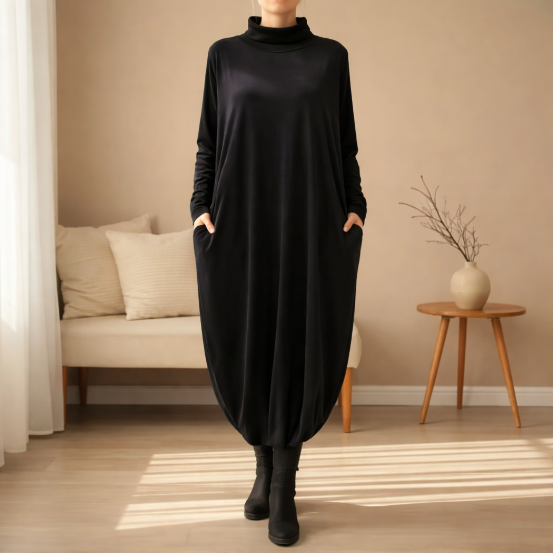 Monique | Robe Velours Doux à Poches