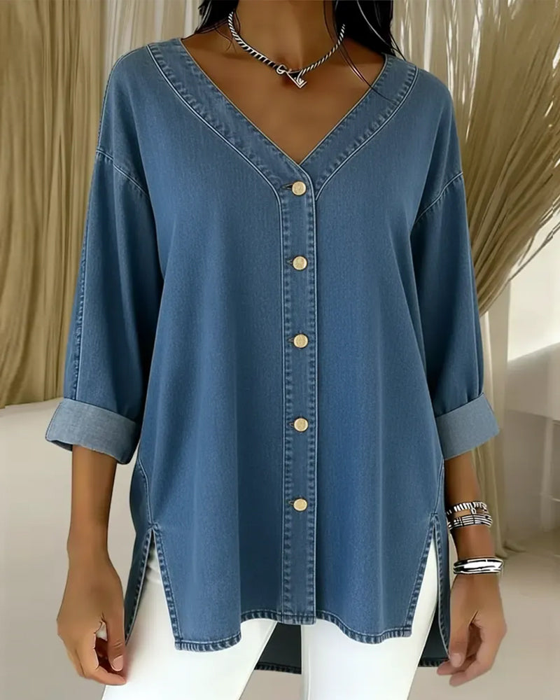 Almira | Blouse en Denim Doux