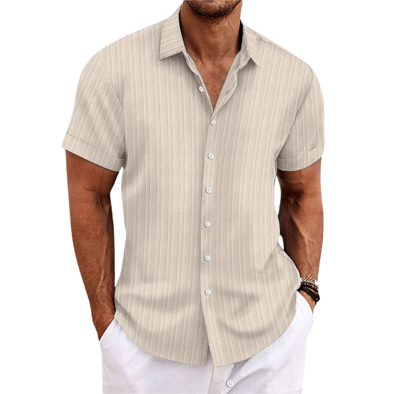 Chemise Homme Manches Courtes Lin Col Classique Été Casual | Julien