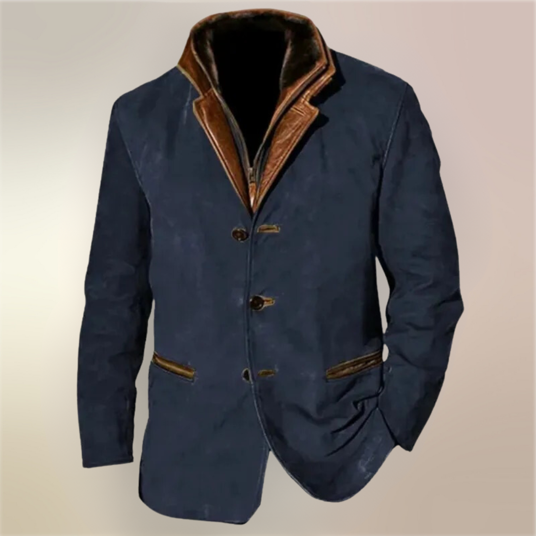 Victor – Veste vintage en suède avec détails en cuir