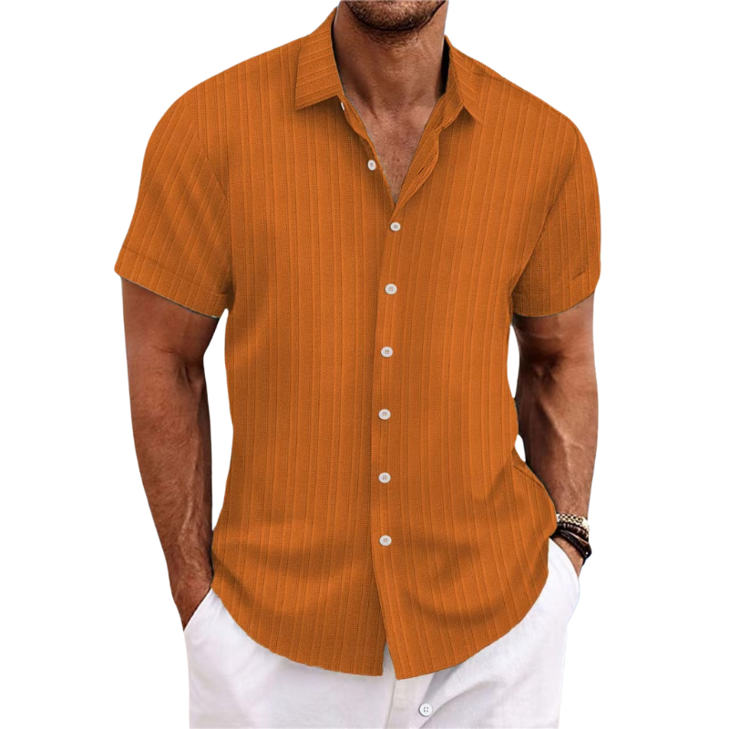 Chemise Homme Manches Courtes Lin Col Classique Été Casual | Julien