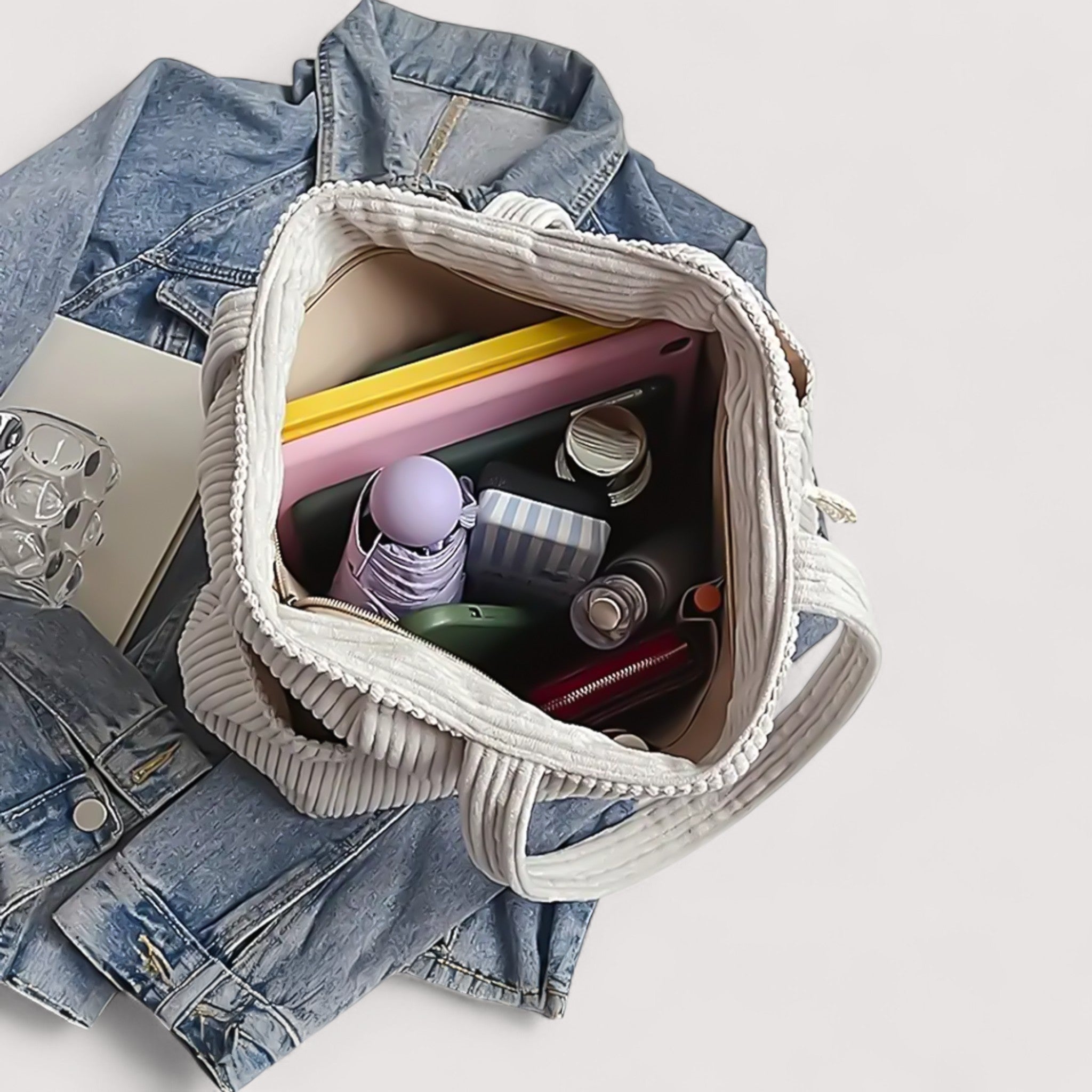 Lauren – Sac d’épaule côtelé en velours