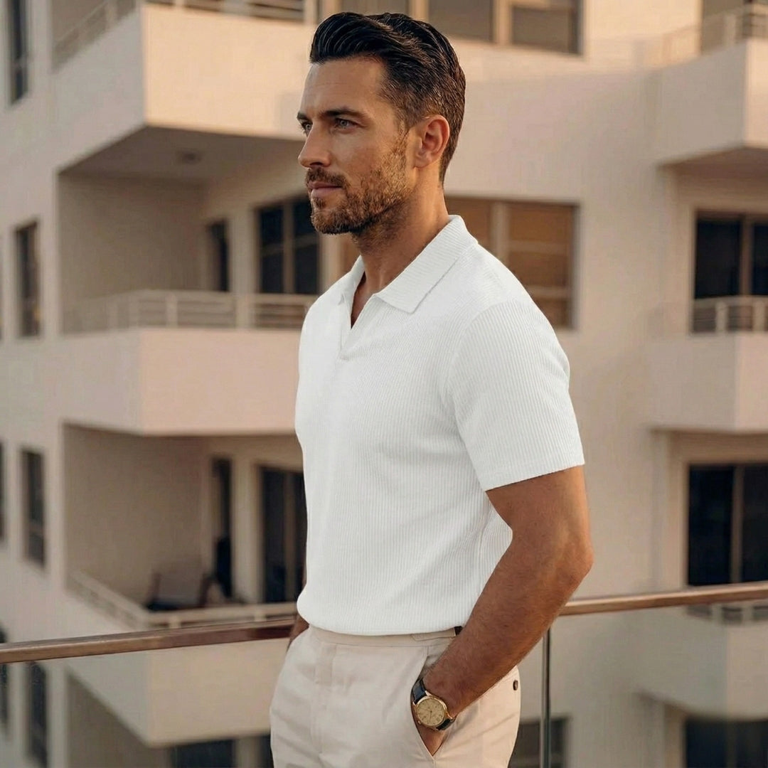 Polo Homme Manche Courte Col Ouvert Texturé Coupe Ajustée Casual | Sandro