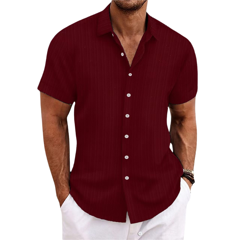 Chemise Homme Manches Courtes Lin Col Classique Été Casual | Julien