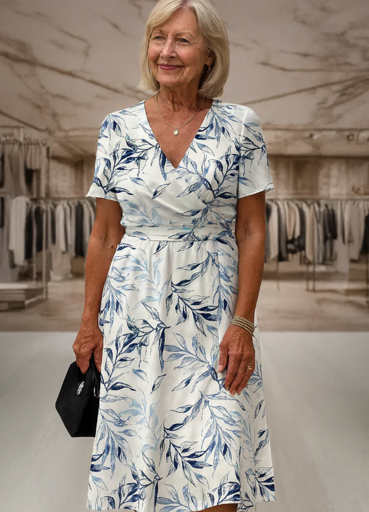 Aurélie – Robe midi à imprimé feuillage