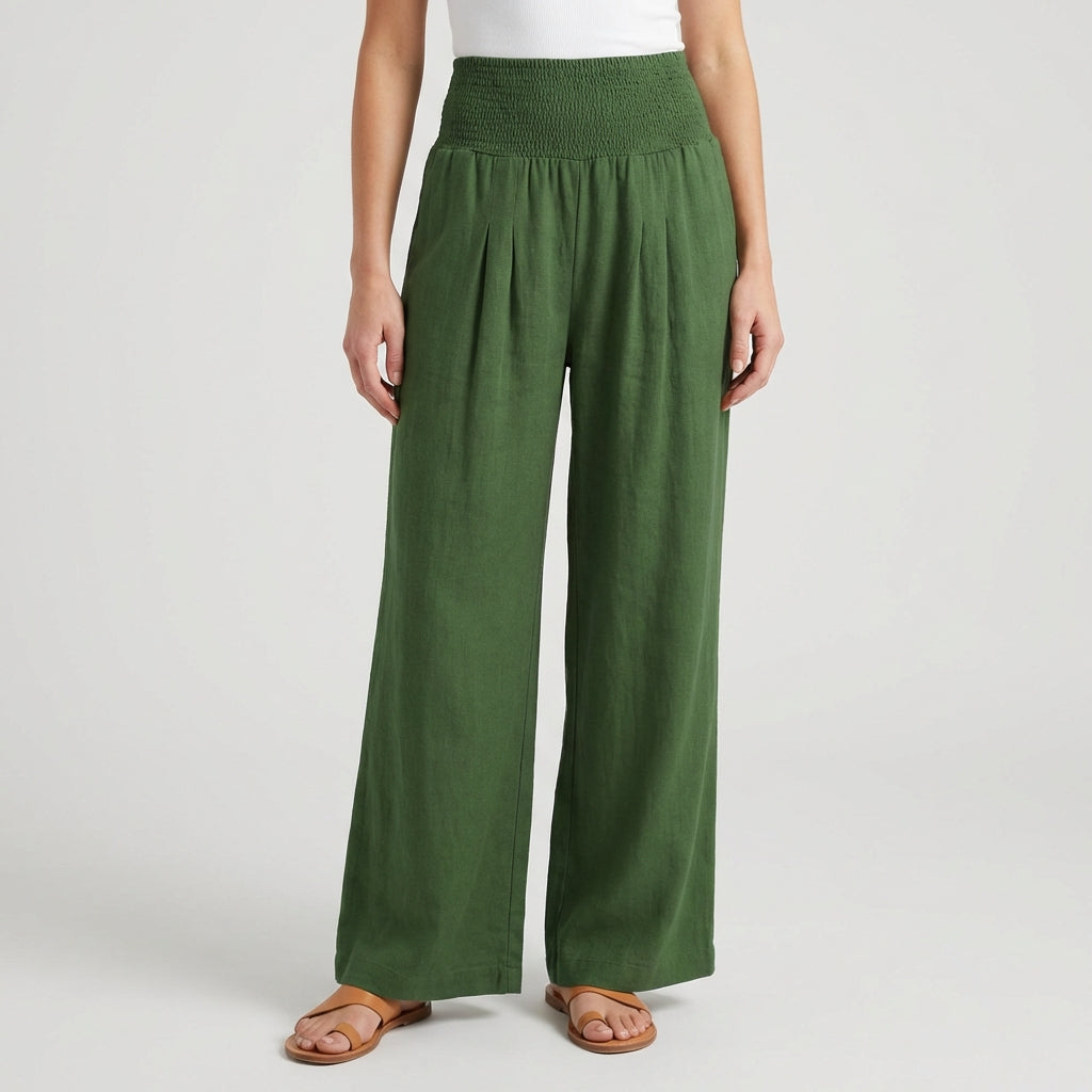 Pantalon Femme Large Taille Haute Fluide Été Casual | Éloria