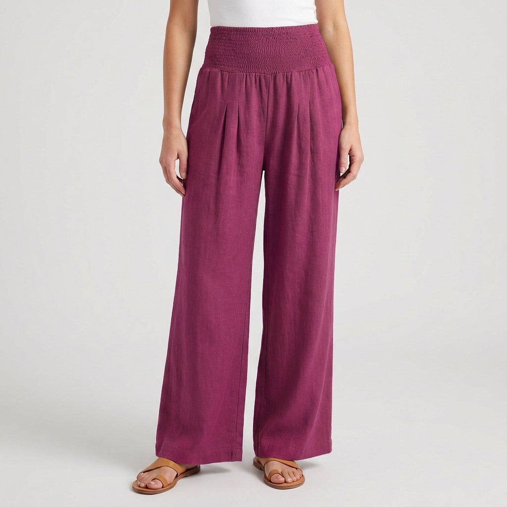 Pantalon Femme Large Taille Haute Fluide Été Casual | Éloria