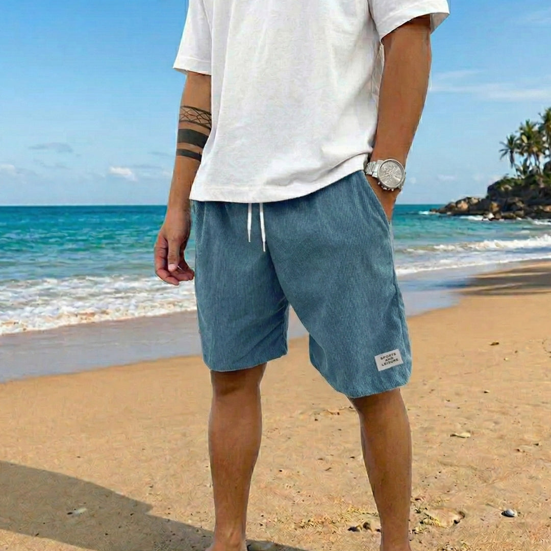 Short Homme Velours Côtelé Taille Élastique Casual Été Bleu | Gabin