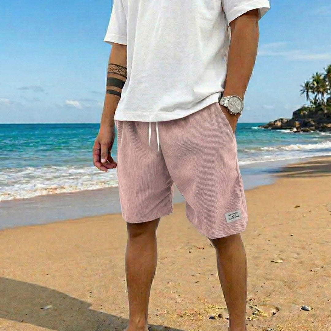 Short Homme Velours Côtelé Taille Élastique Casual Été Rose | Gabin