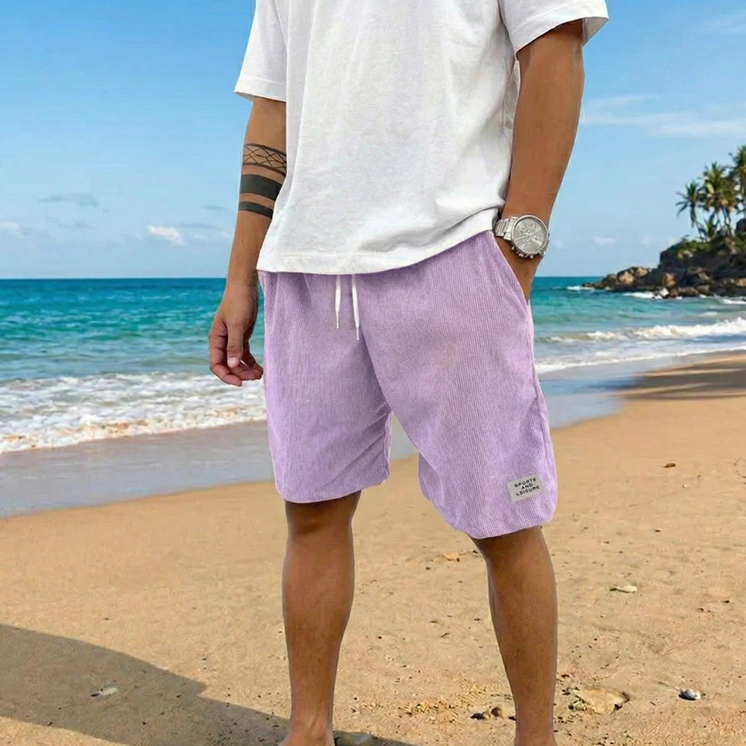 Short Homme Velours Côtelé Taille Élastique Casual Été Violet | Gabin