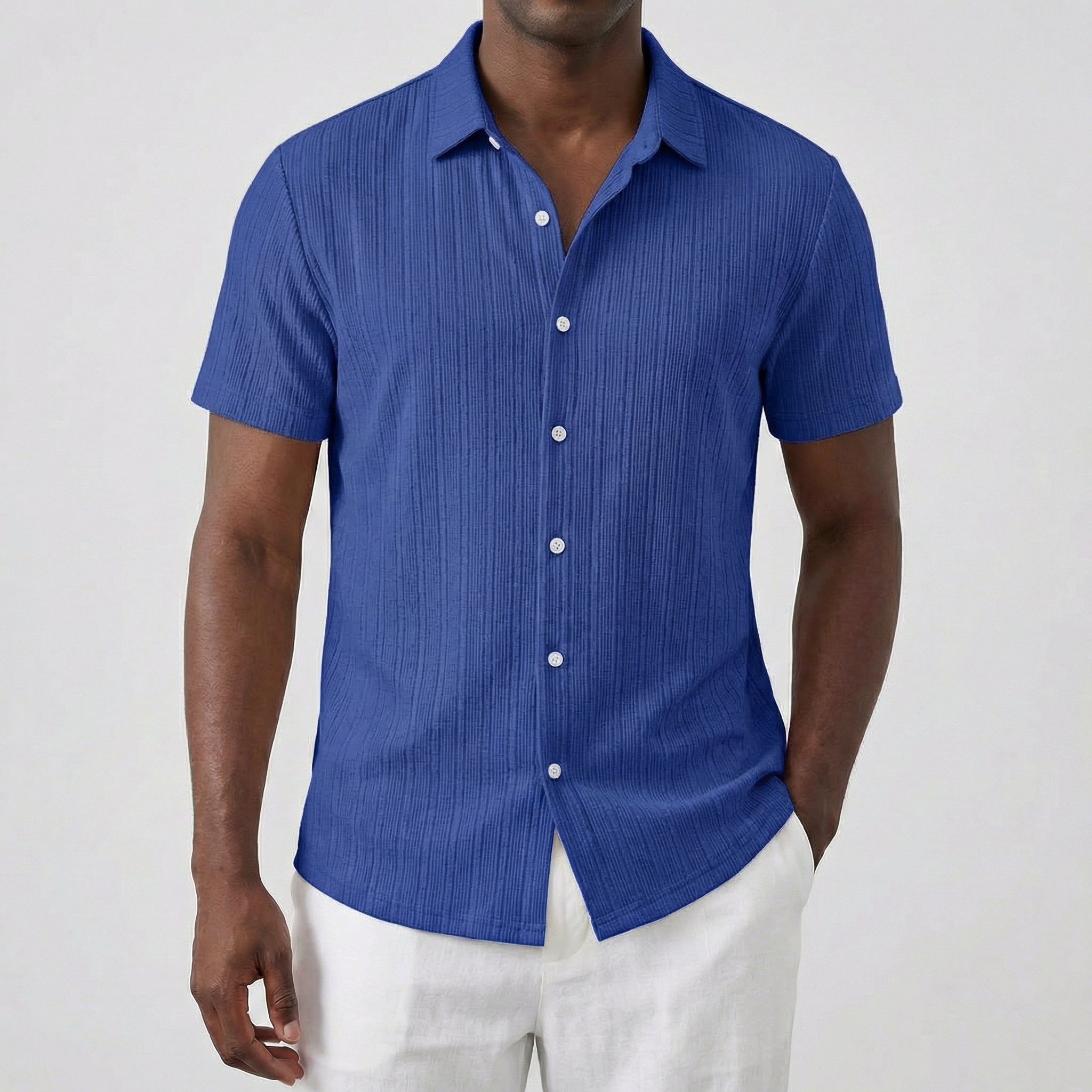 Chemise homme manches courtes en bleu