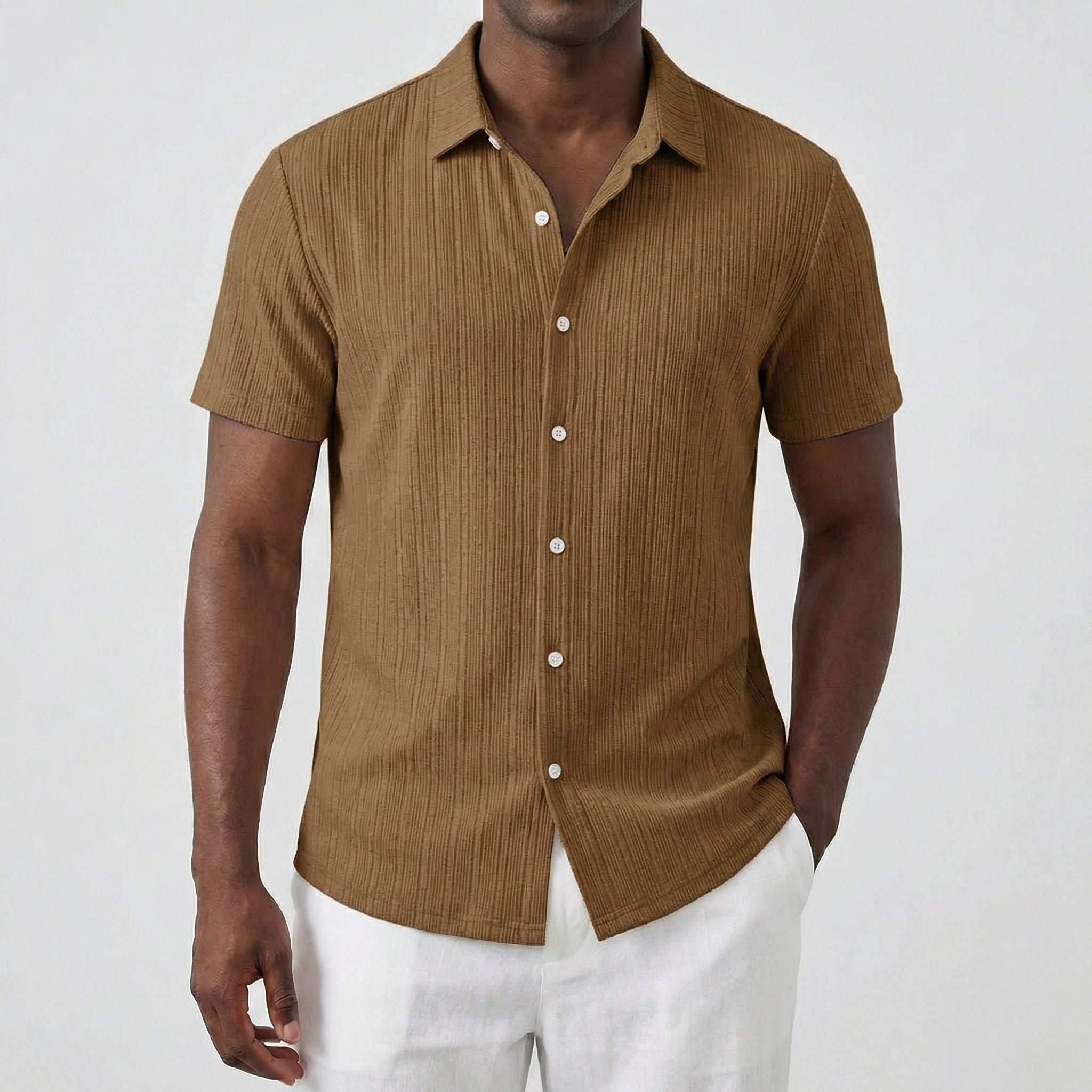 Chemise homme manches courtes en kaki