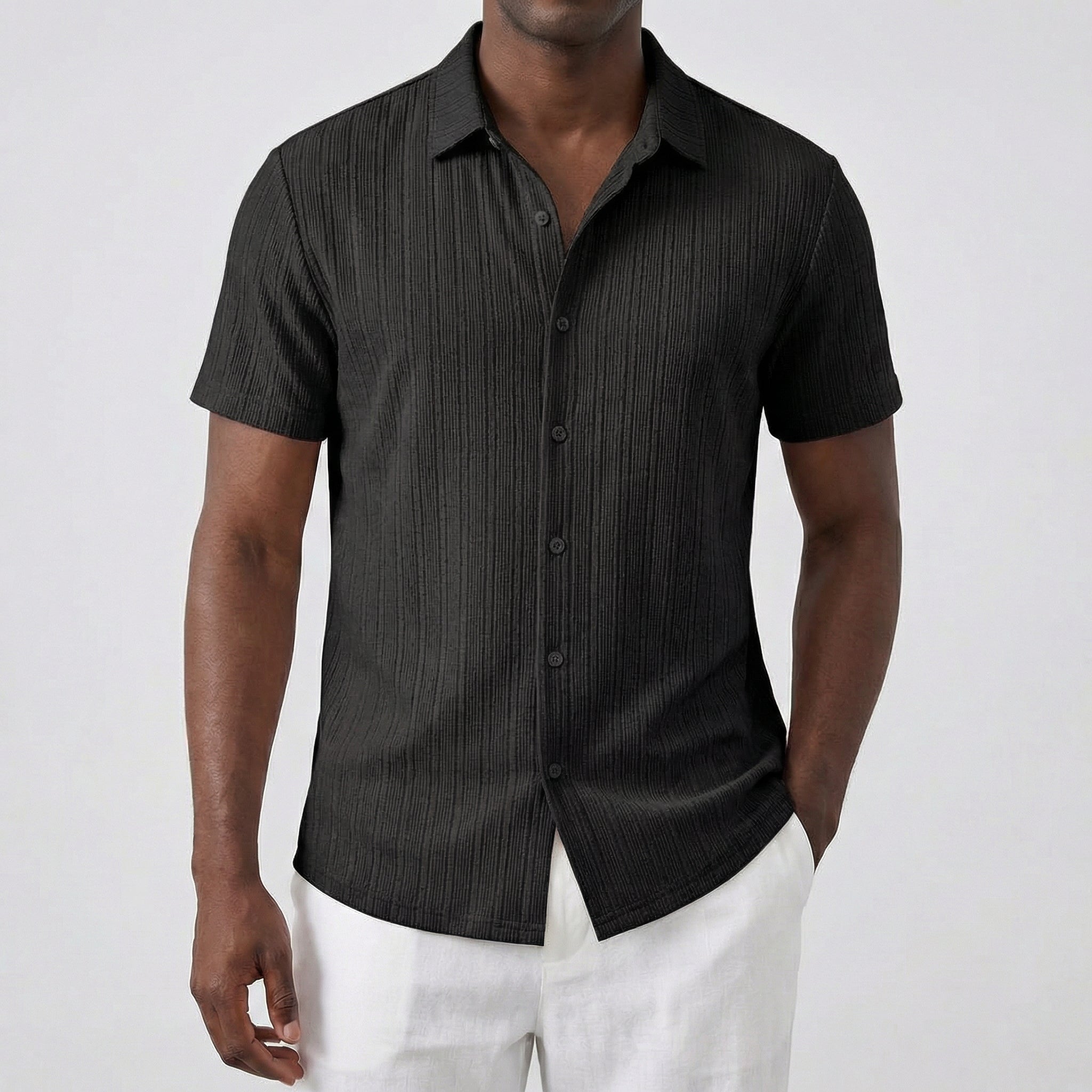 Chemise homme manches courtes en noir