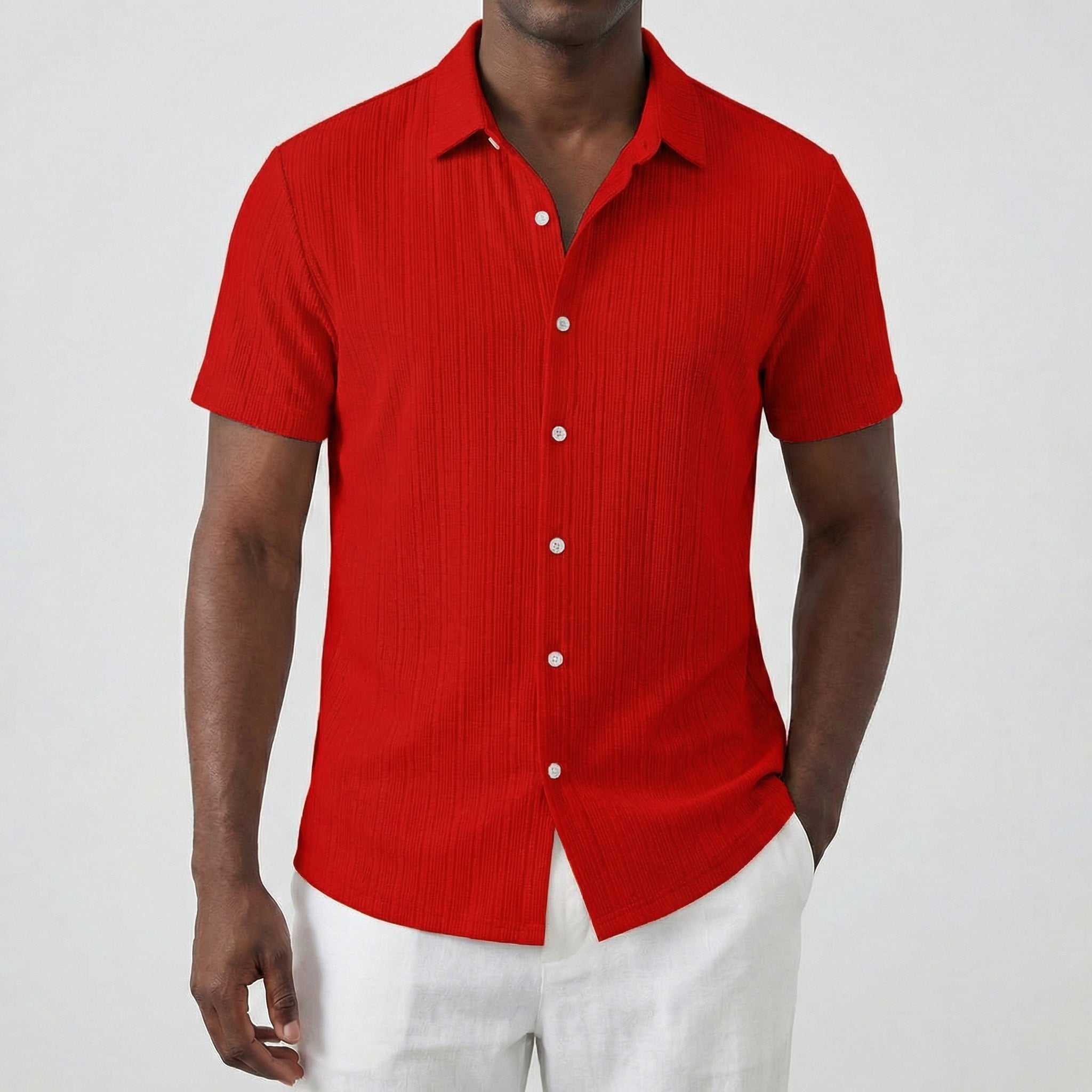 Chemise homme manches courtes en rouge