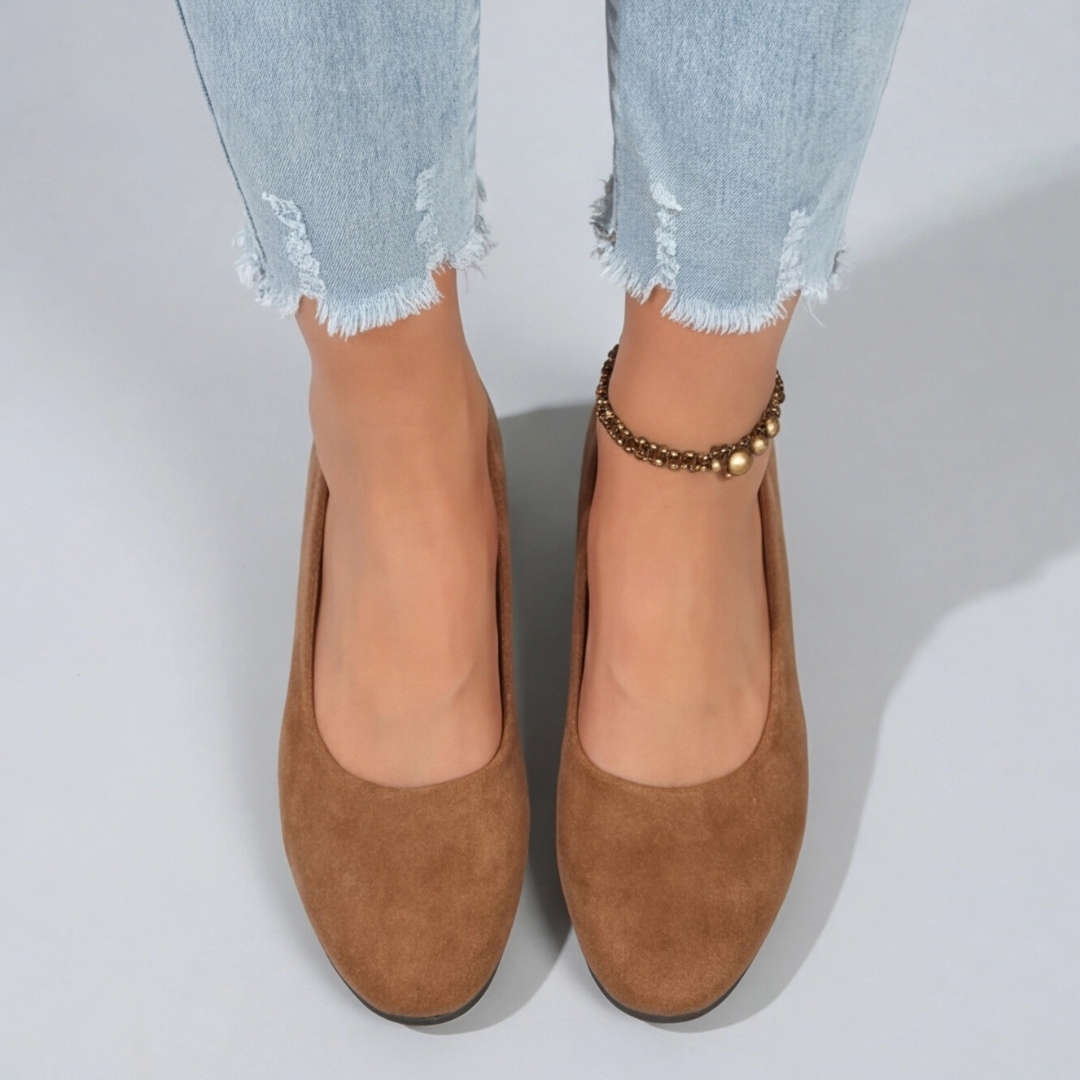 Chaussures compensées femme camel, vue arrière avec bracelet de cheville