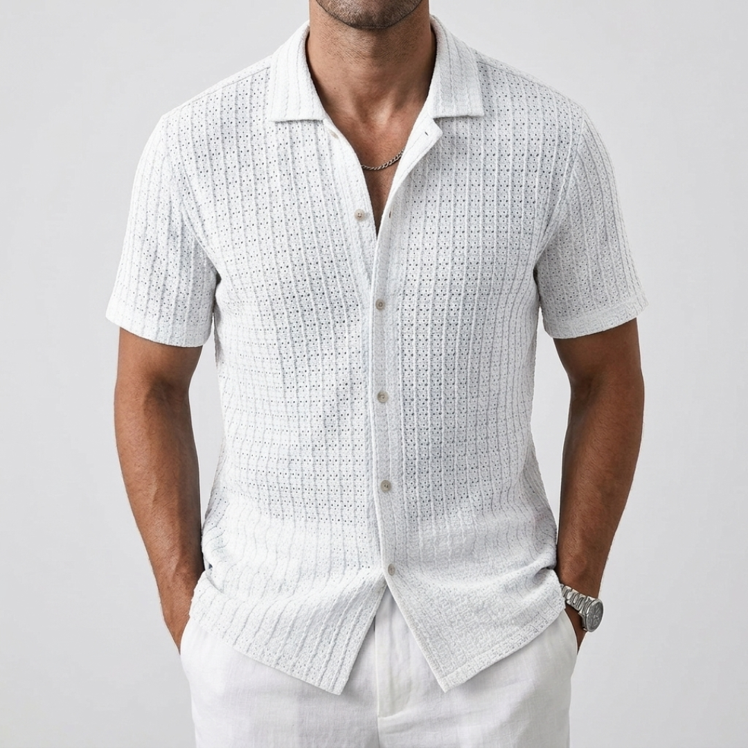 Chemise homme ajourée blanche vue de face