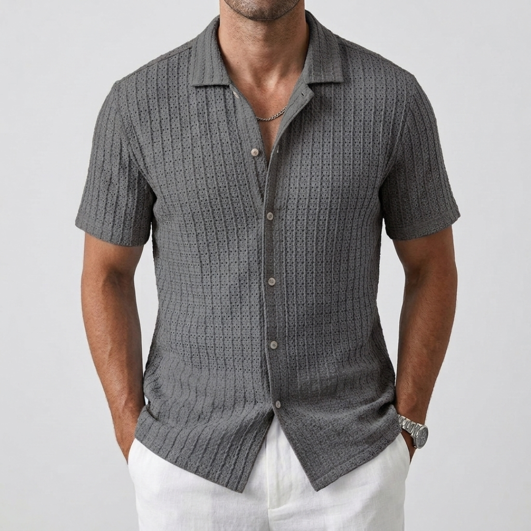 Chemise homme ajourée grise vue de face