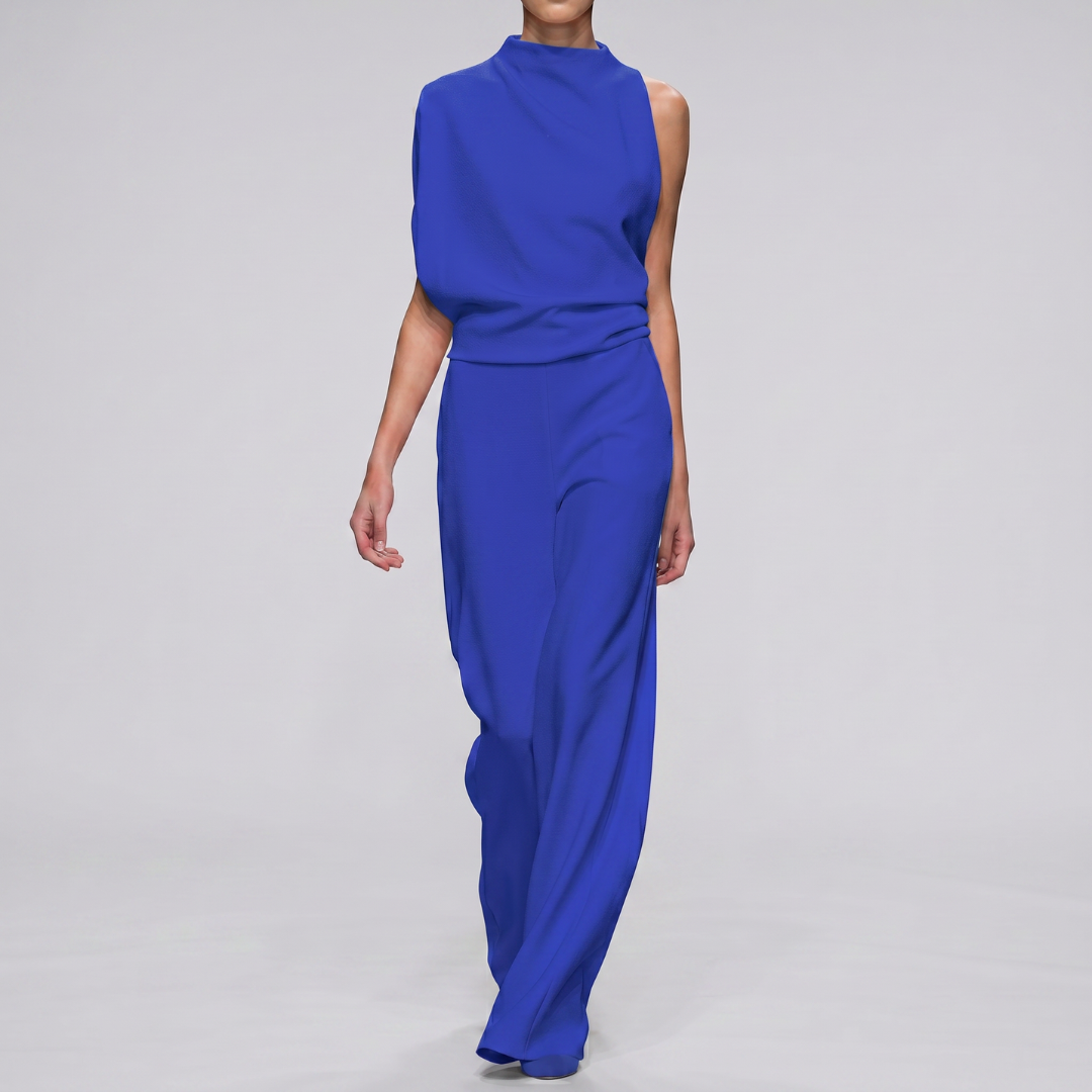 Combinaison longue bleue sans manches jambes larges