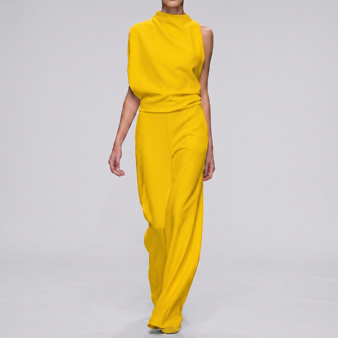 Combinaison longue jaune sans manches coupe fluide