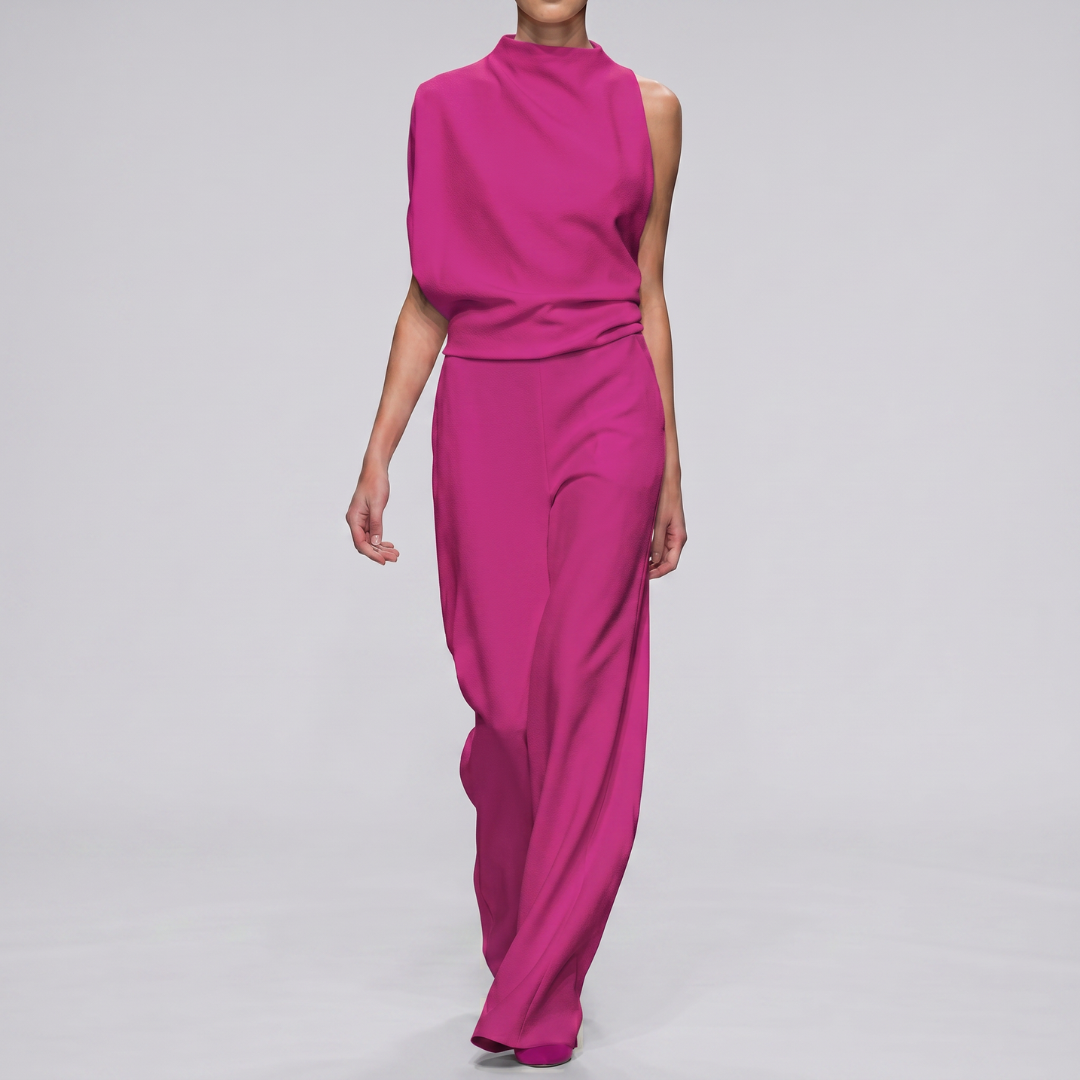 Combinaison longue rose col montant sans manches
