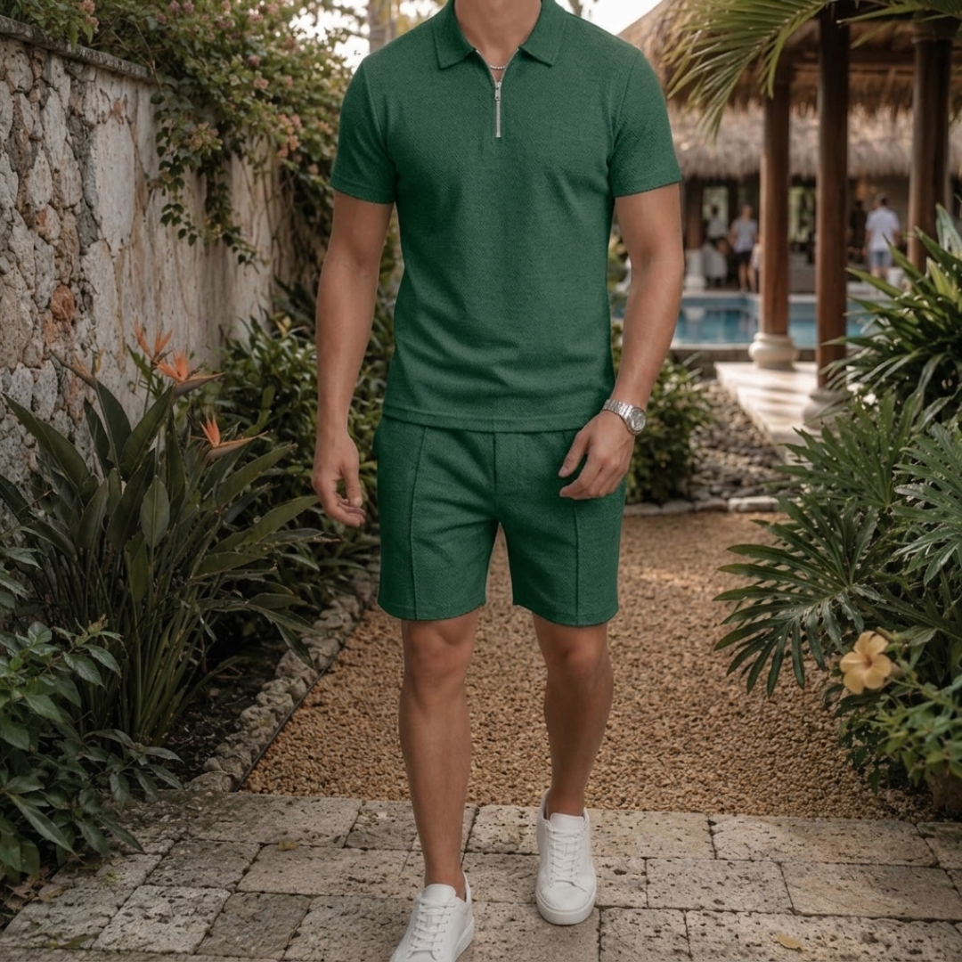 Ensemble homme polo et short assortis coloris vert