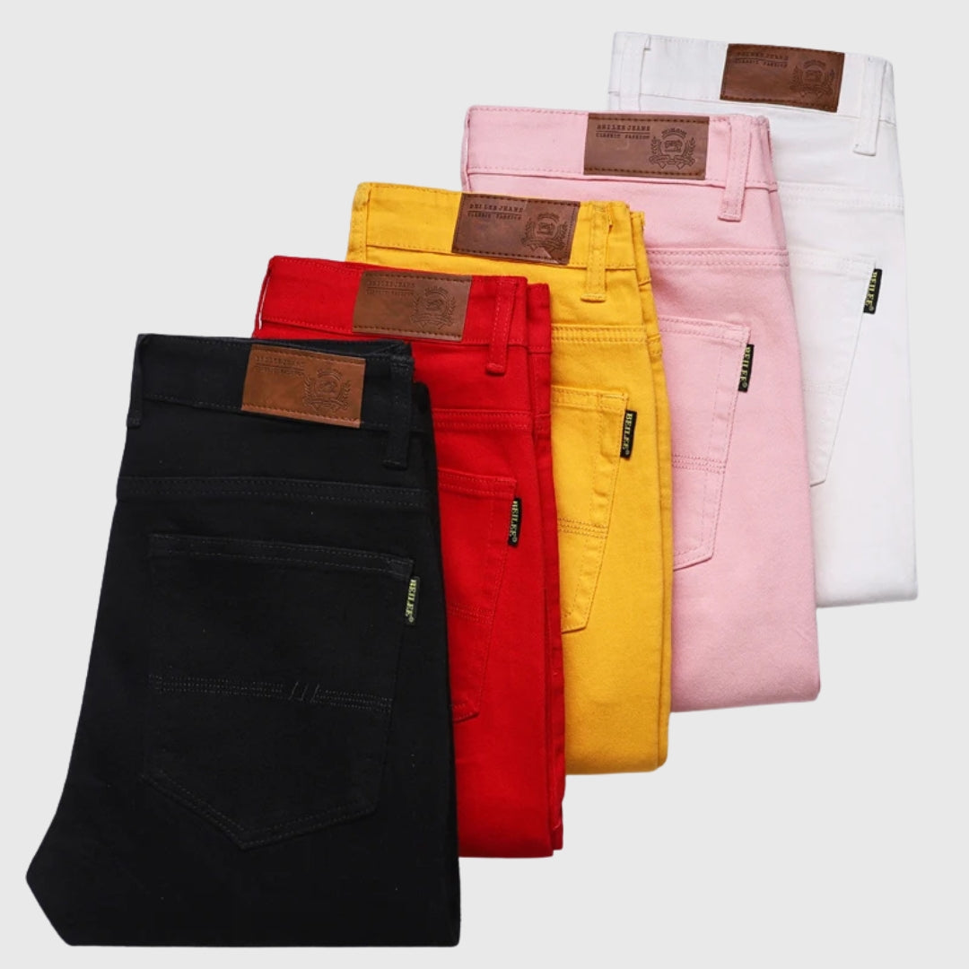 Jeans homme slim empilés plusieurs coloris disponibles