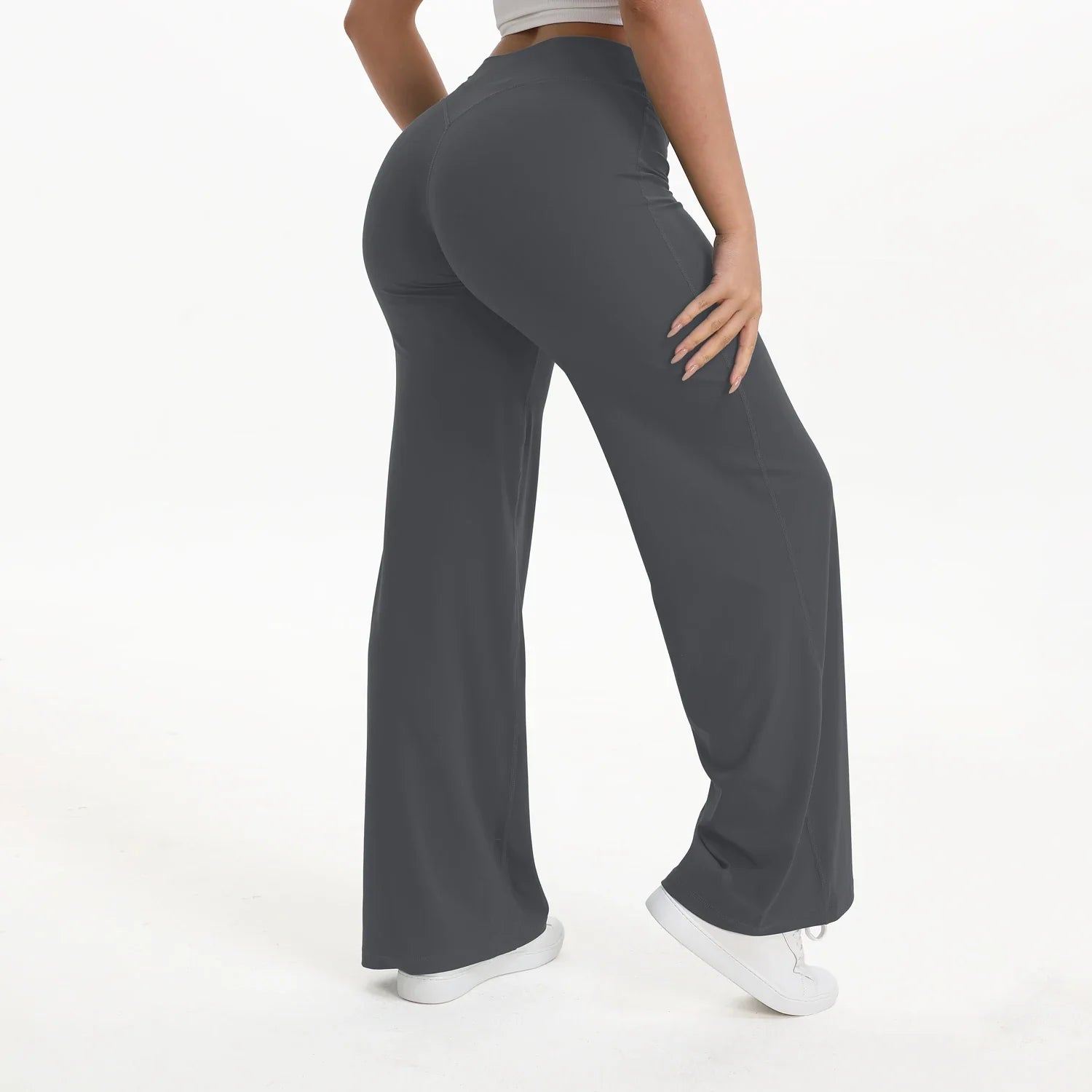 Legging femme flare gris météorite foncé, vue de dos