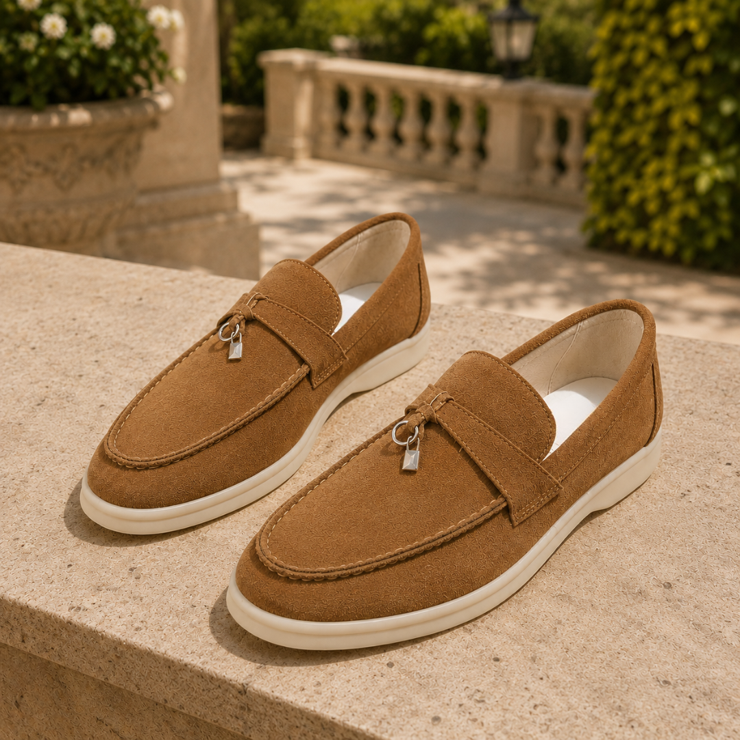 Mocassins loafer femme taupe suède, semelle plateforme épaisse