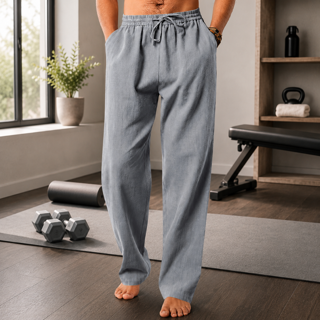 Pantalon homme Jules gris, taille élastique visible, coupe droite