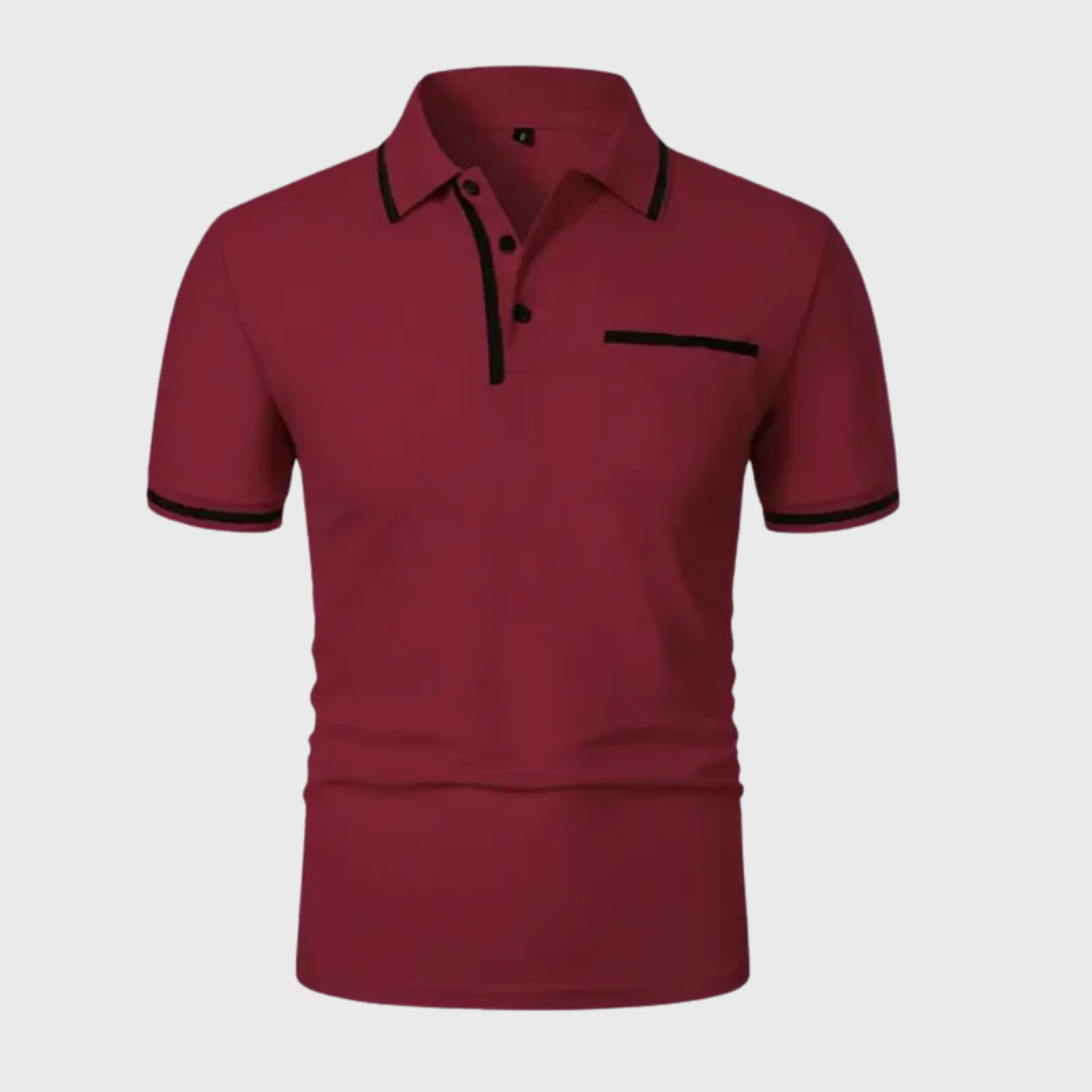Polo homme rouge vue de dos, coupe ajustée manches courtes