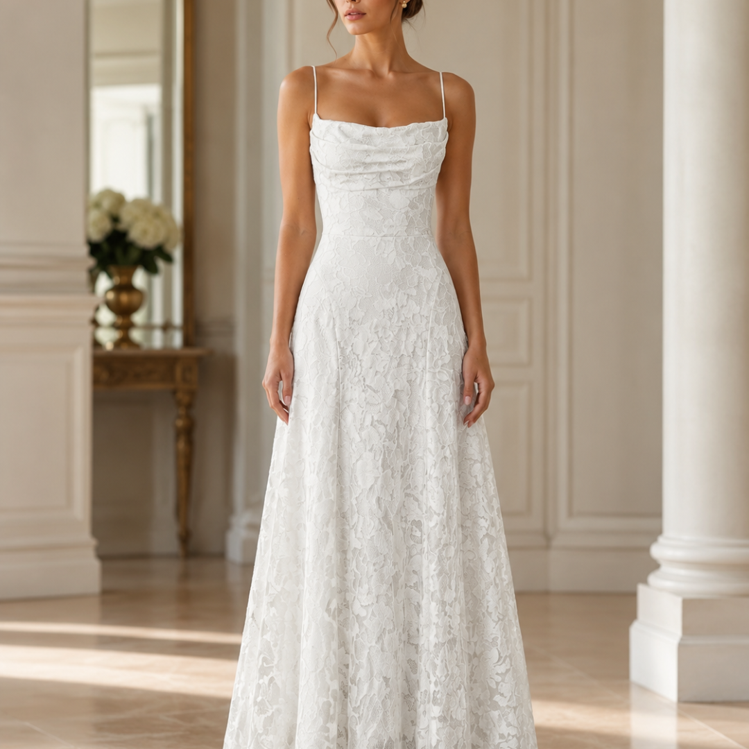 Robe femme longue dentelle blanc