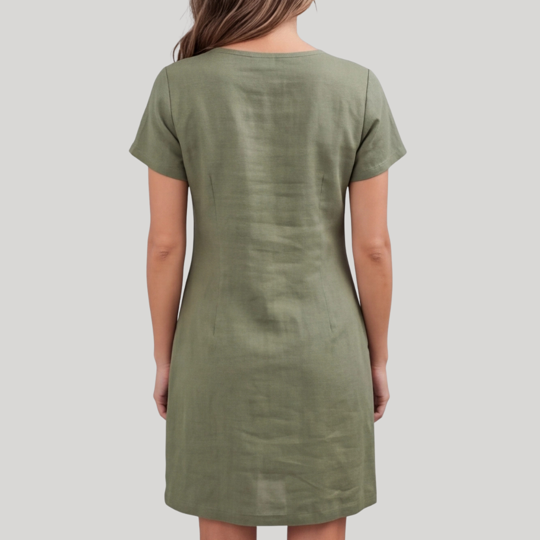 Robe midi femme vert kaki, vue portée en pied