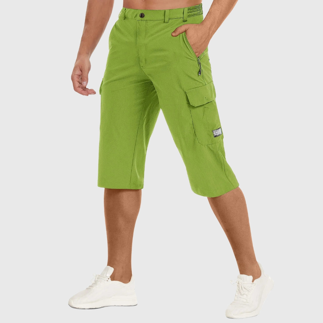 Short cargo homme vert vif avec poches cargo et ceinture