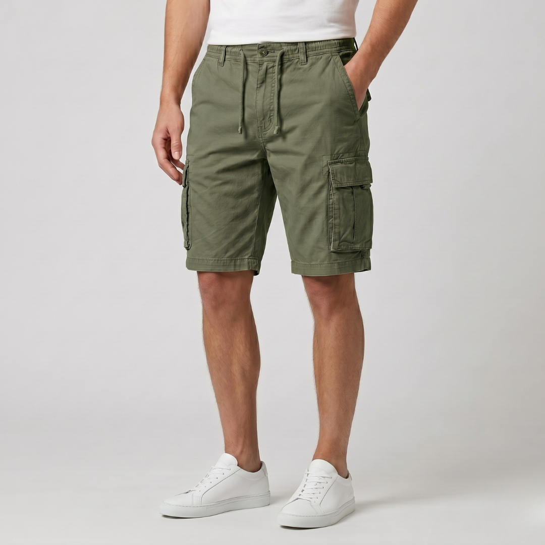 Short cargo homme vert armée poches cargo latérales