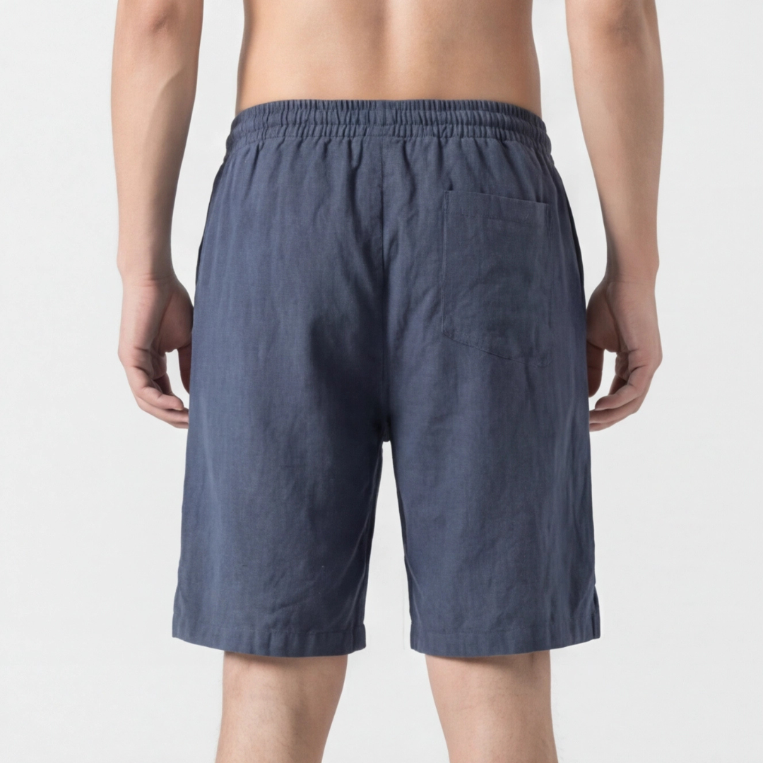 Short homme bleu marine vue arrière coupe droite