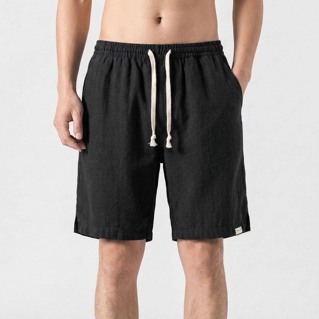 Short homme noir coupe droite vue de face