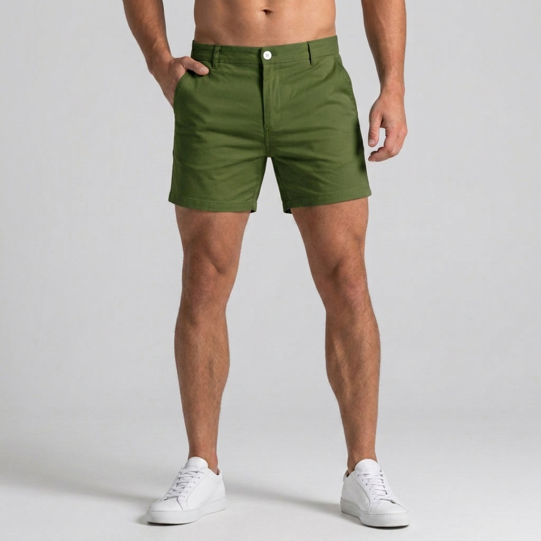 Short chino homme coupe slim couleur vert armée