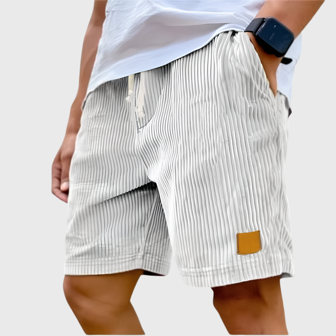 Short homme texturé blanc avec cordon de serrage, vue latérale