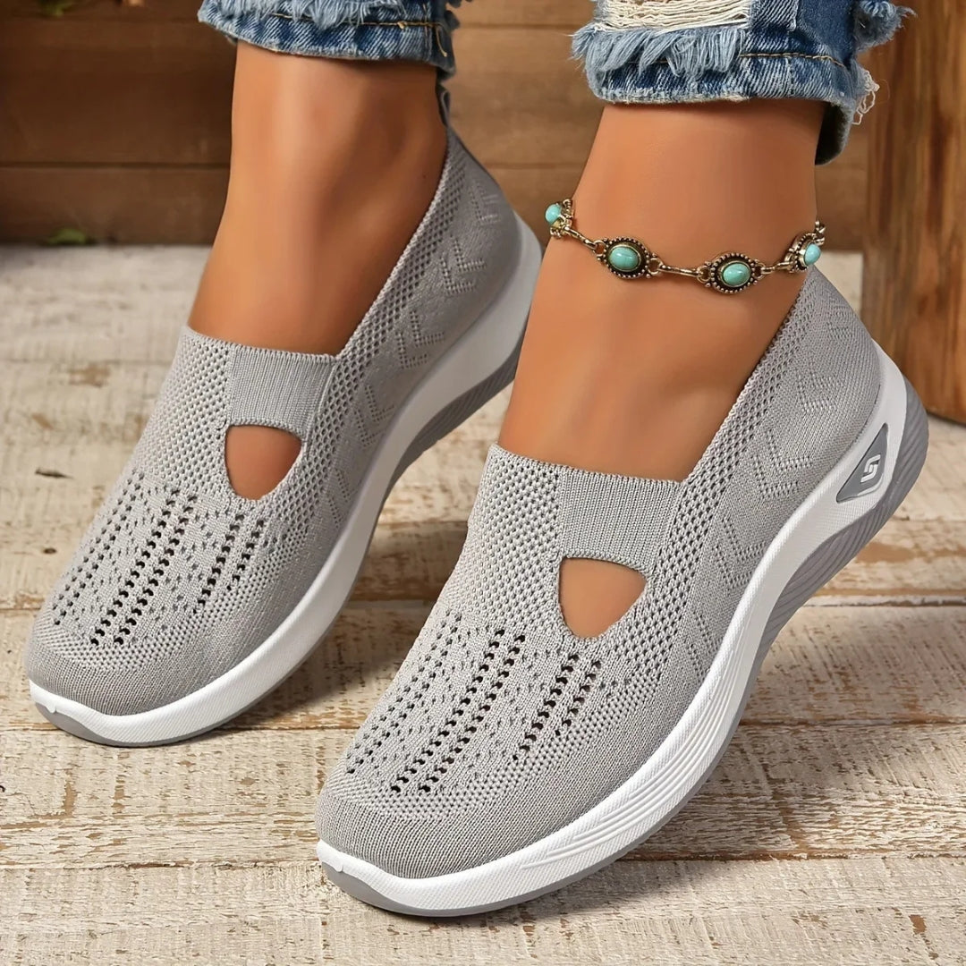 Sneakers femme colorisgris clair pastel semelle blanche cushion