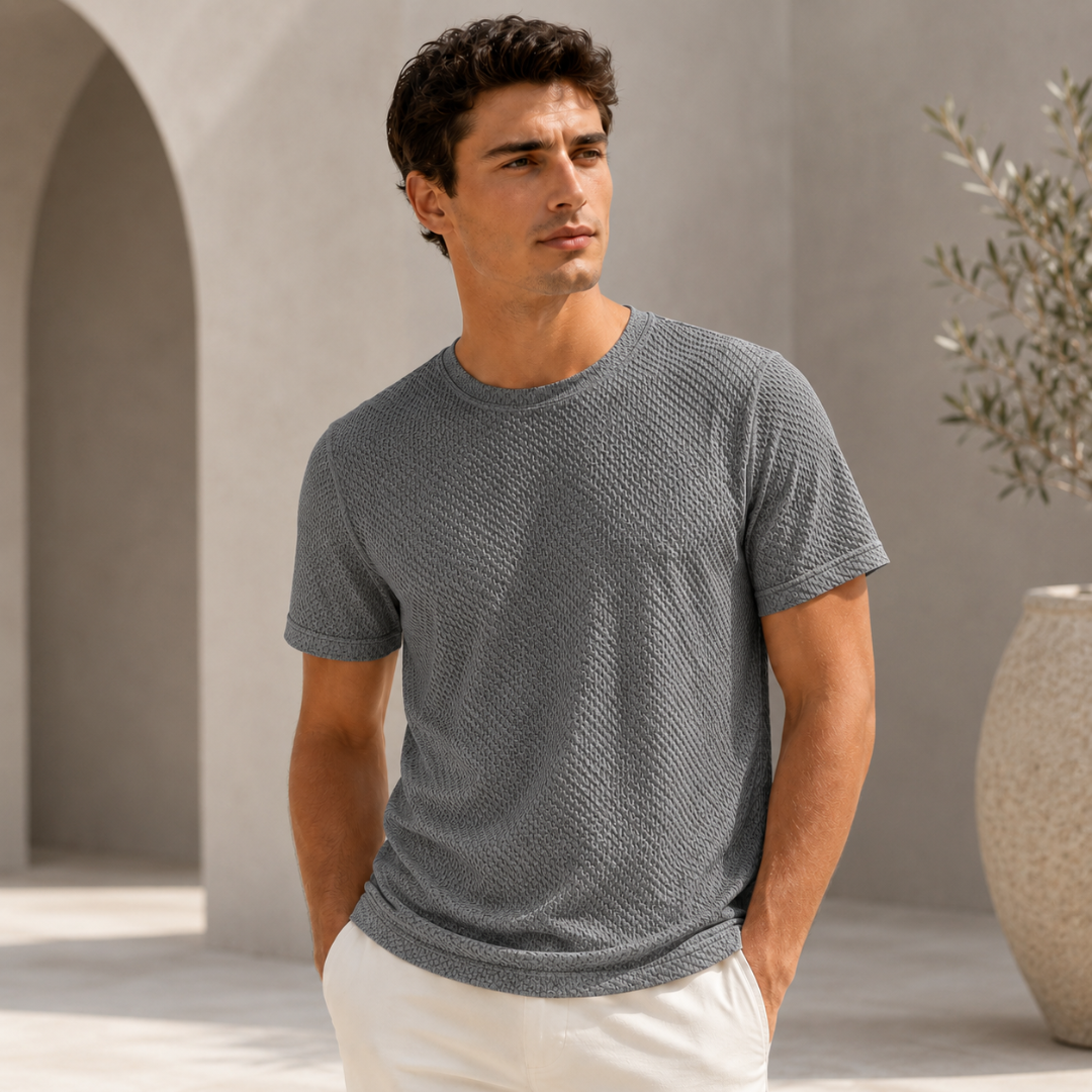 T-shirt homme texturé gris foncé, vue de face