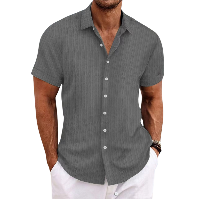 Chemise Homme Manches Courtes Lin Col Classique Été Casual | Julien