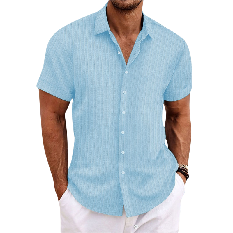 Chemise Homme Manches Courtes Lin Col Classique Été Casual | Julien