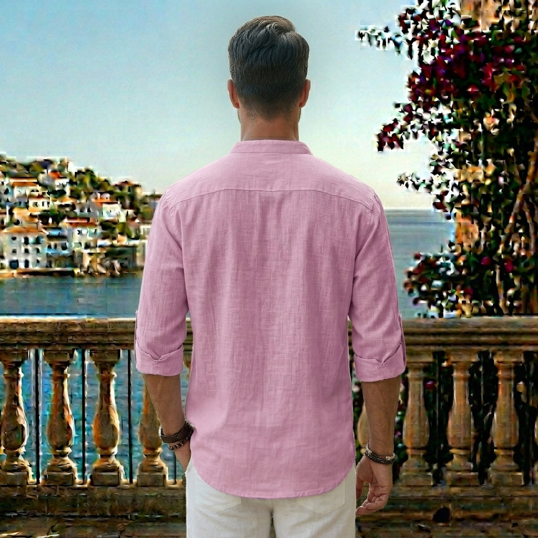 Chemise Homme Col Mao Manches Longues Coupe Décontractée Casual | Tobias