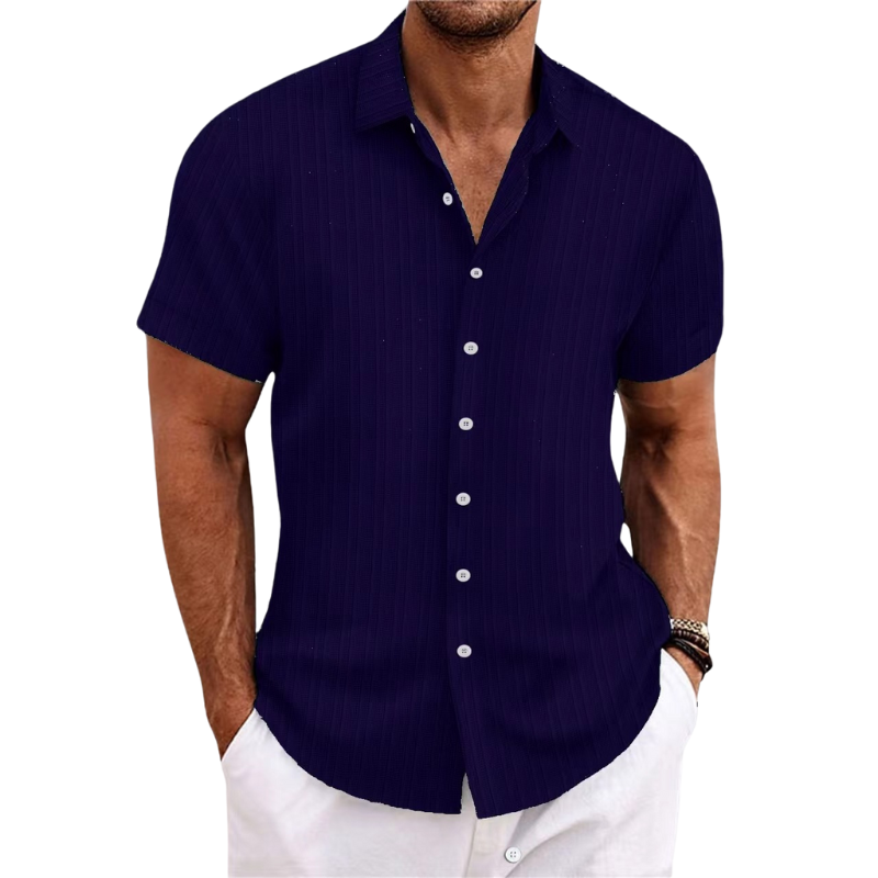 Chemise Homme Manches Courtes Lin Col Classique Été Casual | Julien