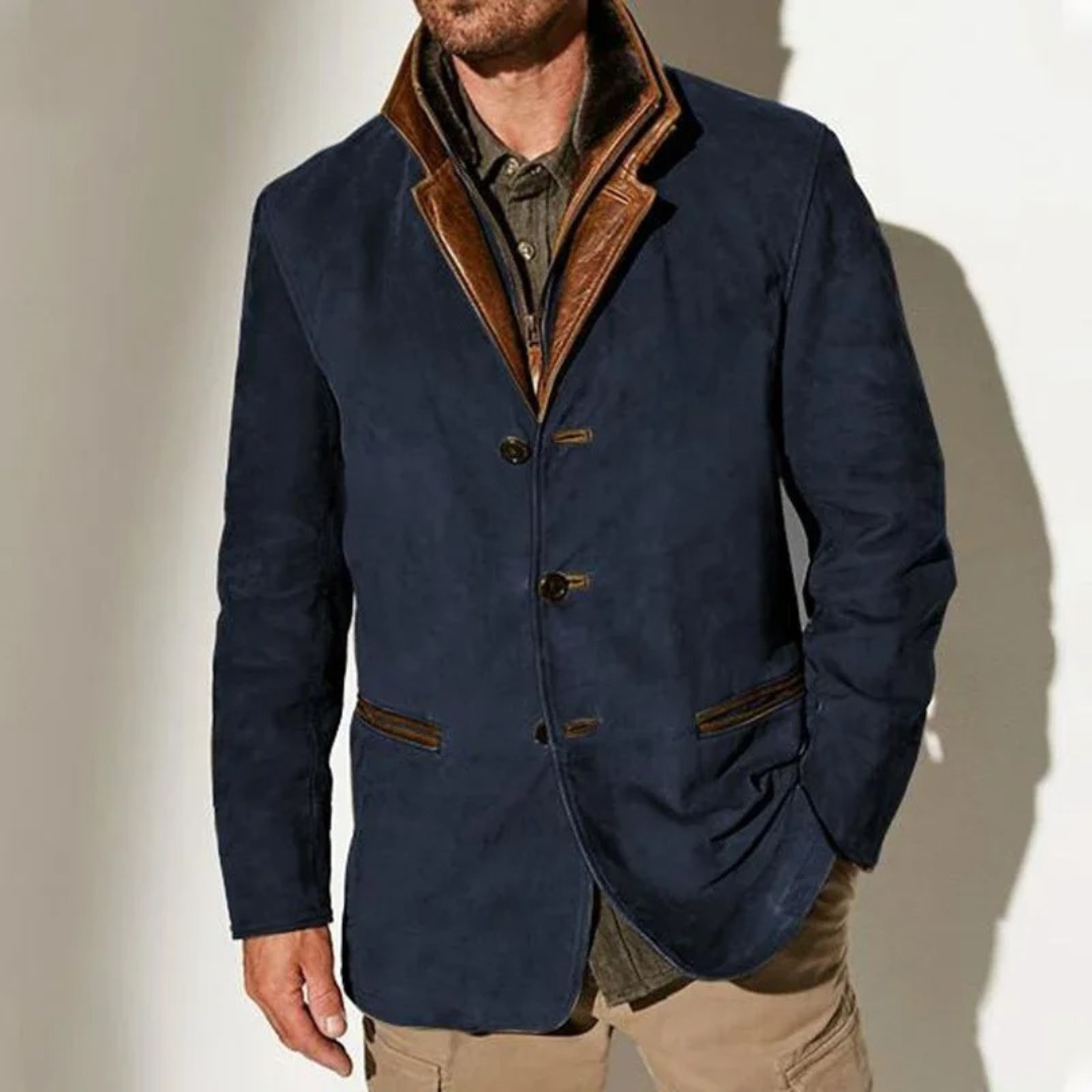 Victor – Veste vintage en suède avec détails en cuir