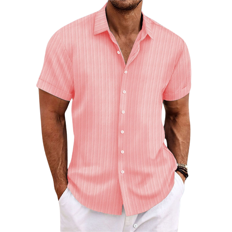 Chemise Homme Manches Courtes Lin Col Classique Été Casual | Julien
